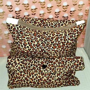 Leopard print makeup bag with matching fabric eyeglass case